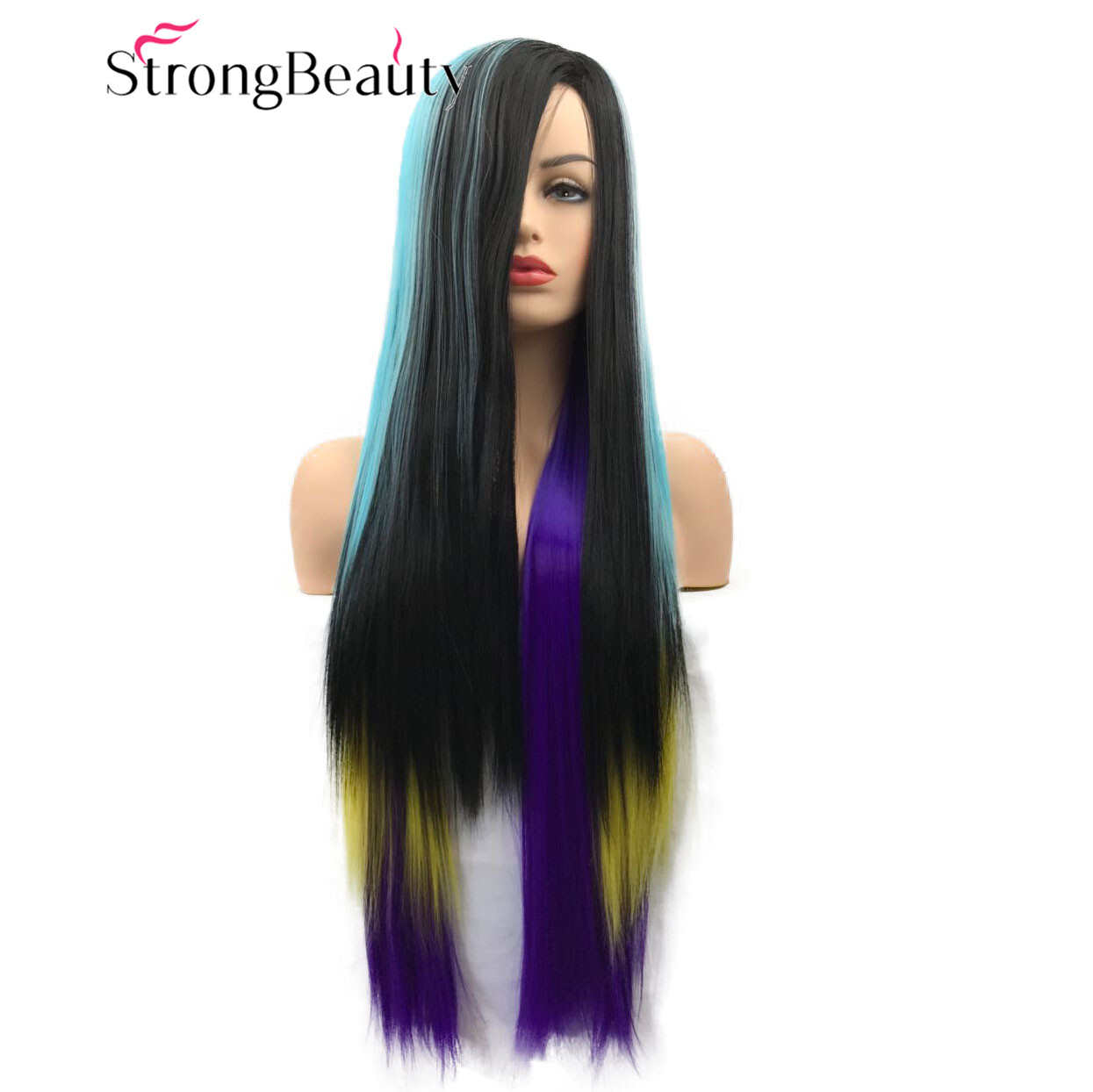 Long Blue Black Yellow Purple Straight Women’s Lady’s Hair Wig Cosplay Wigs