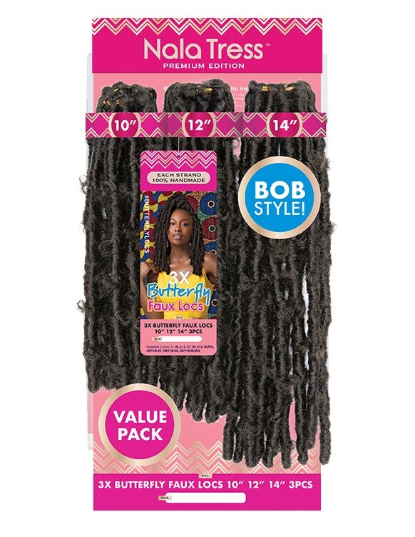 Janet Collection Synthetic Crochet Braid Hair 3X BUTTERFLY FAUX LOCS 10″12″14″