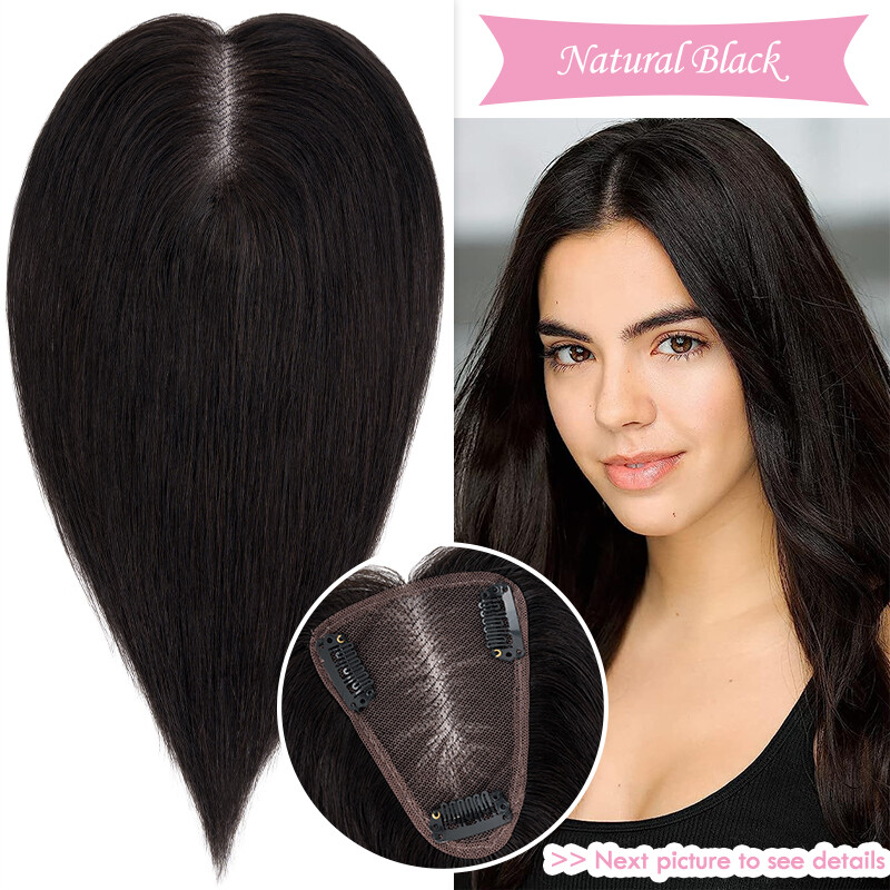 Free Part Human Hairpiece Hand-tied Lace Base Topper Clip In Remy Hair Extension