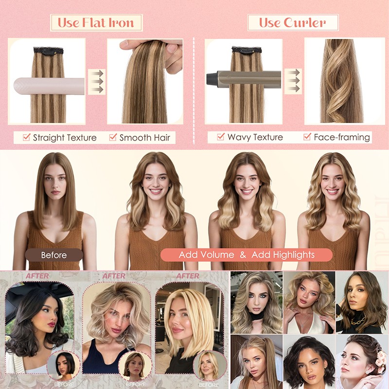 Real Remy Human Hair Extensions 6pcs Single Mini Clip in 10 inch 12 inch 14 inch
