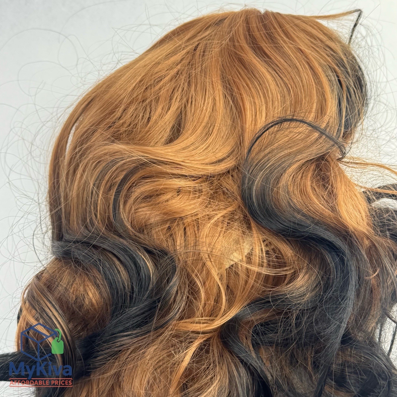 Wavy Curly Wig Ombre Auburn Black Long Hair Clip In Cap Costume Cosplay