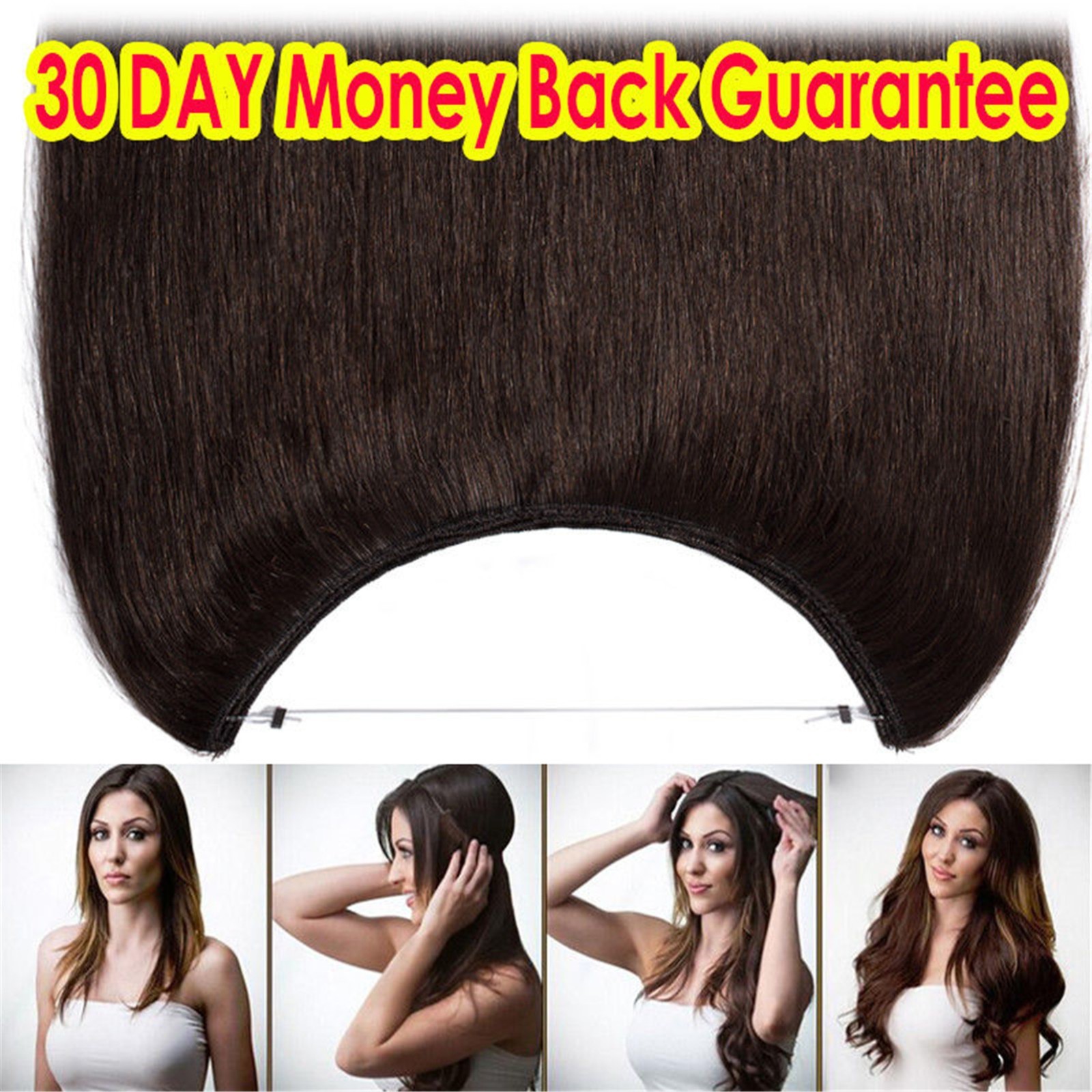 150gr Jet Black Invisible Wire Weft Flip In Real Human Hair Extensions Full Head