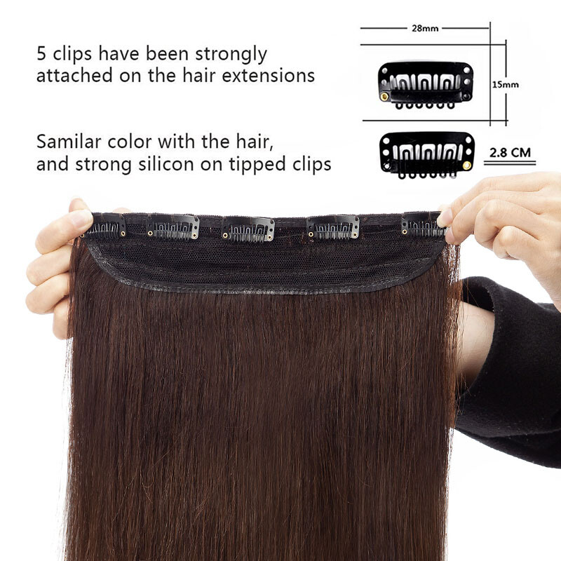 One Piece 9A Human Hair Extensions Clip In 100% Remy Real Weft Lucca Light Brown