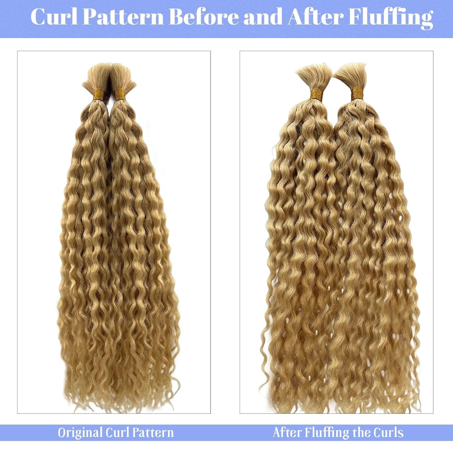 Human Braiding Hair for Boho Braids Water Wave Bundles Bulk Human Hair #24 Honey