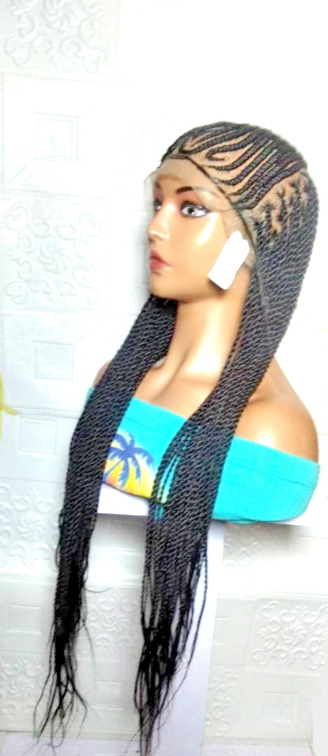 Braided Wig. Cornrow Lemonade Braids with Twist Box Braids. Full Lace Baby Hair