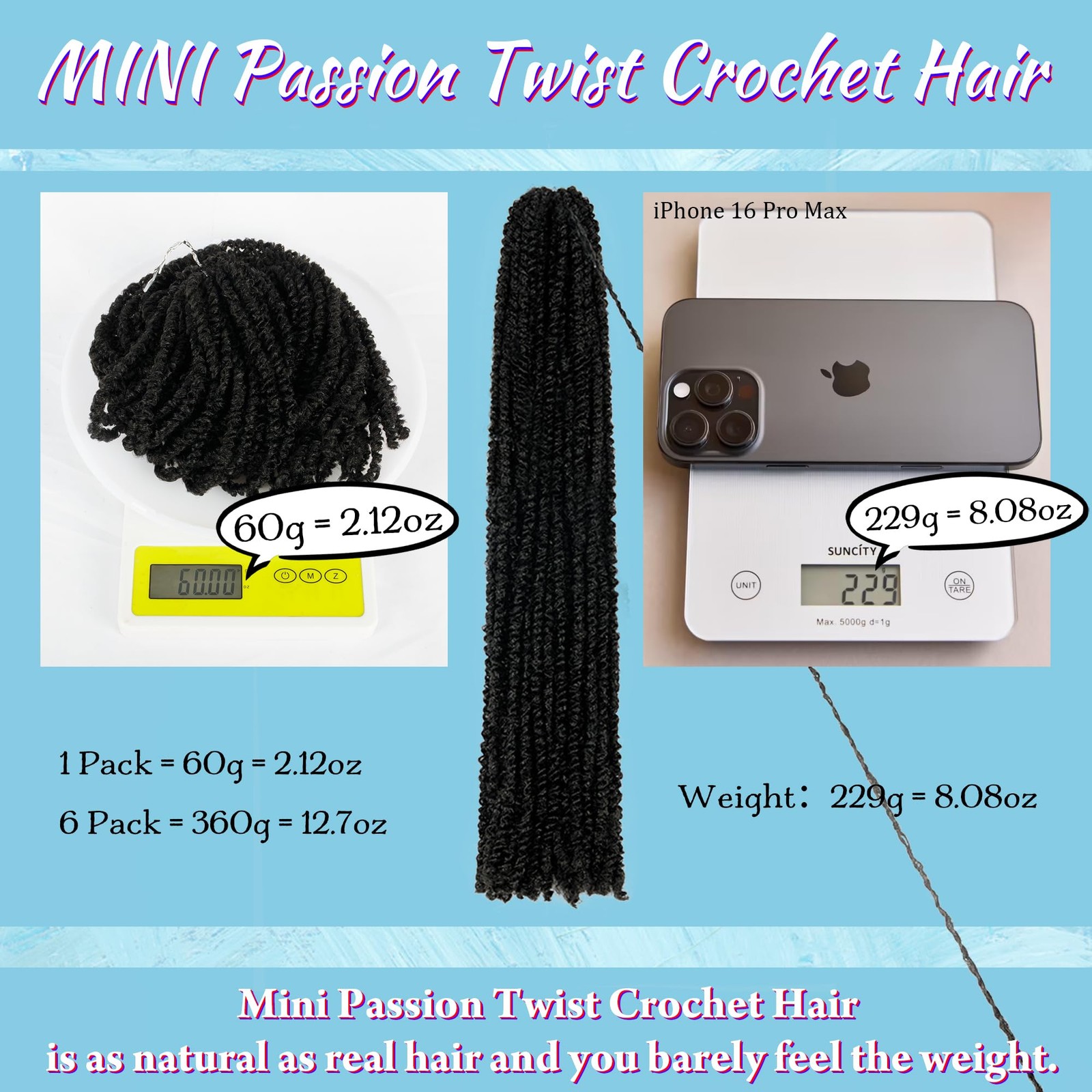 Miss Sula Mini Passion Twist Crochet Hair For Black Women-18 Inches 6 Packs