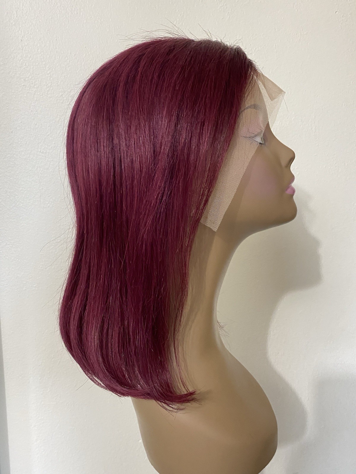 14 Inch 99J Burgundy Wig 13×4 Lace Front Human Hair Bob 150% Density Glueless
