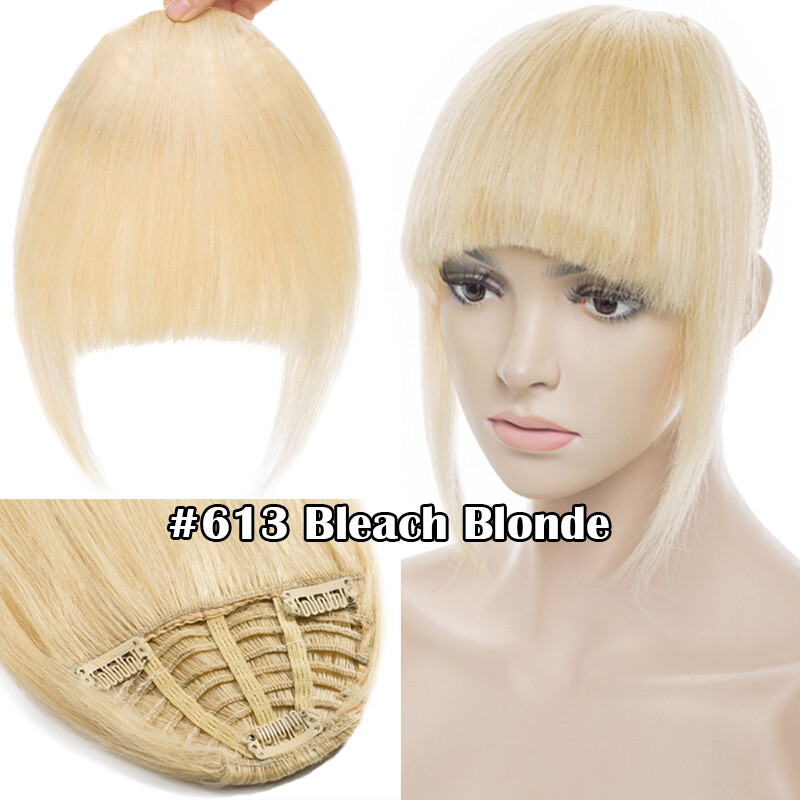 Women Real Remy Fringe Bangs Clip In Human Hair Extension Front Top Piece Blonde