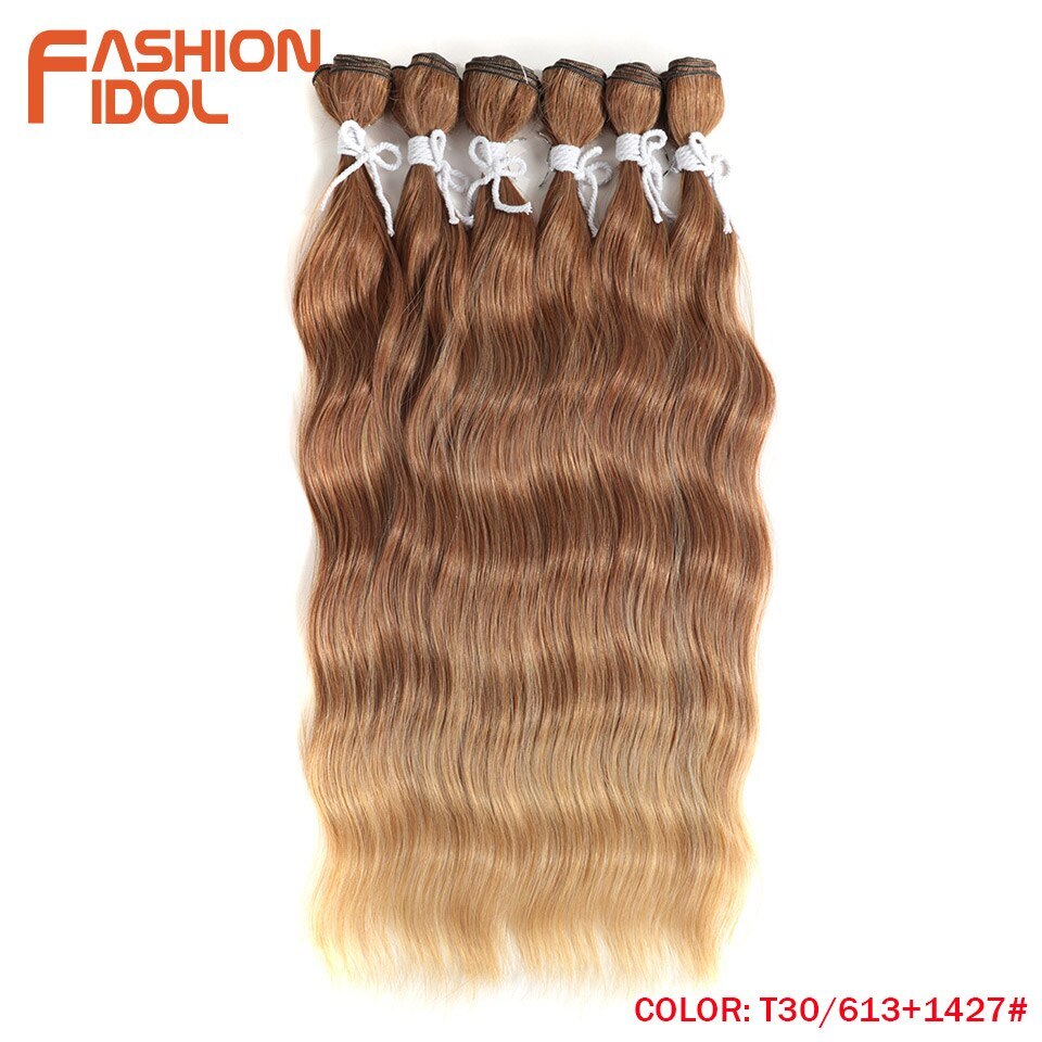 Water Wave Hair Bundles Synthetic Hair Extensions Ombre Blonde 6Pcs/Pack 20 inch