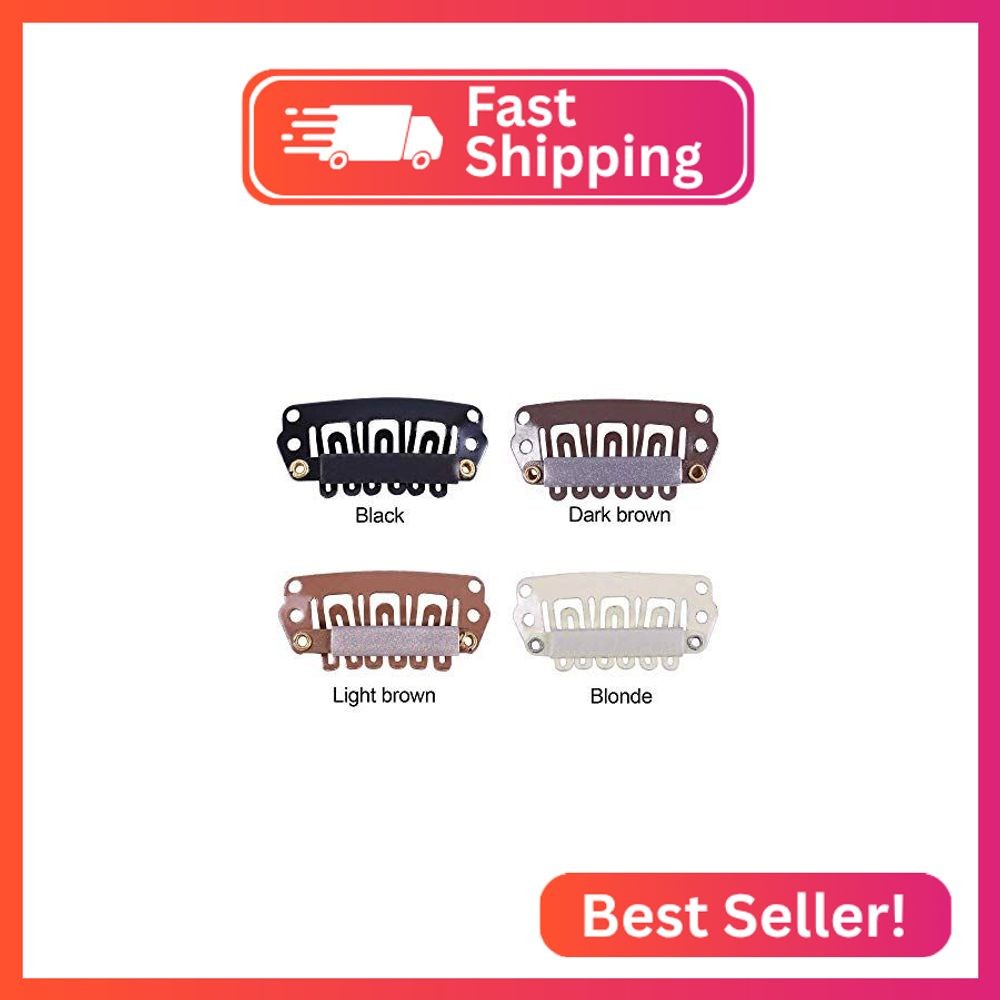 YANTAISIYU 24 Pcs/Lot 28mm 6-Teeth Black Metal Clips with Rubber U-Shape Snap Cl