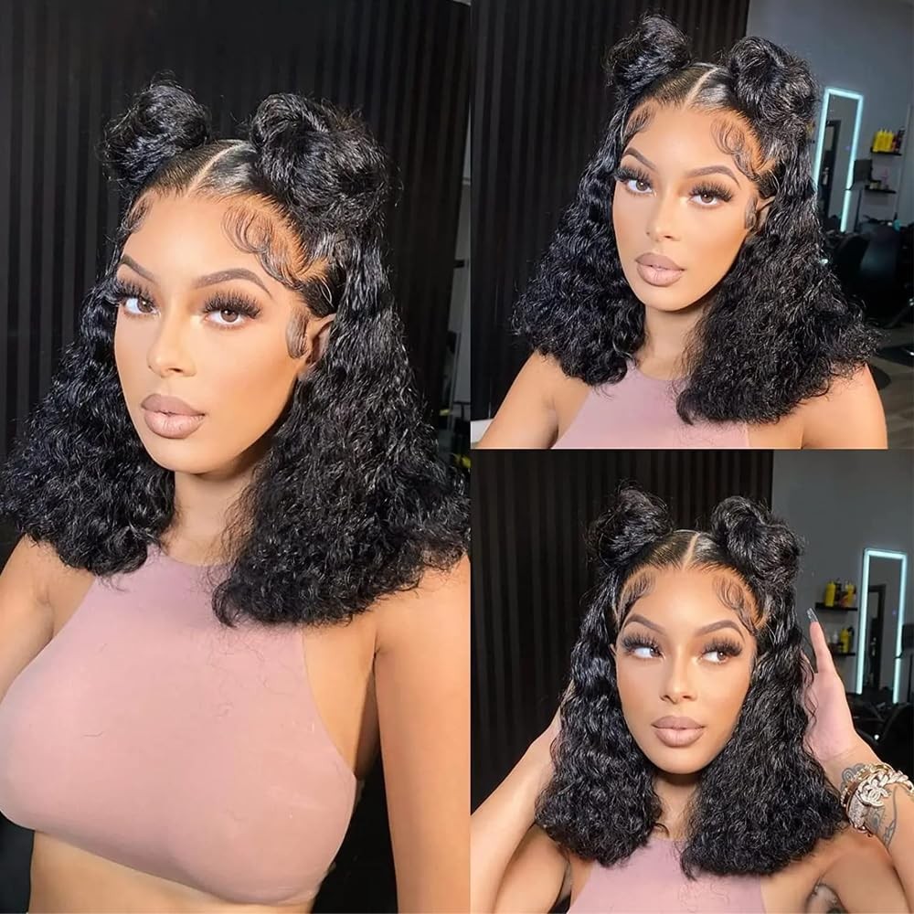 #1B Kinky Curly Bundles Wet and Wavy Bundles Human Hair 12 14 16 inch Curly Wave