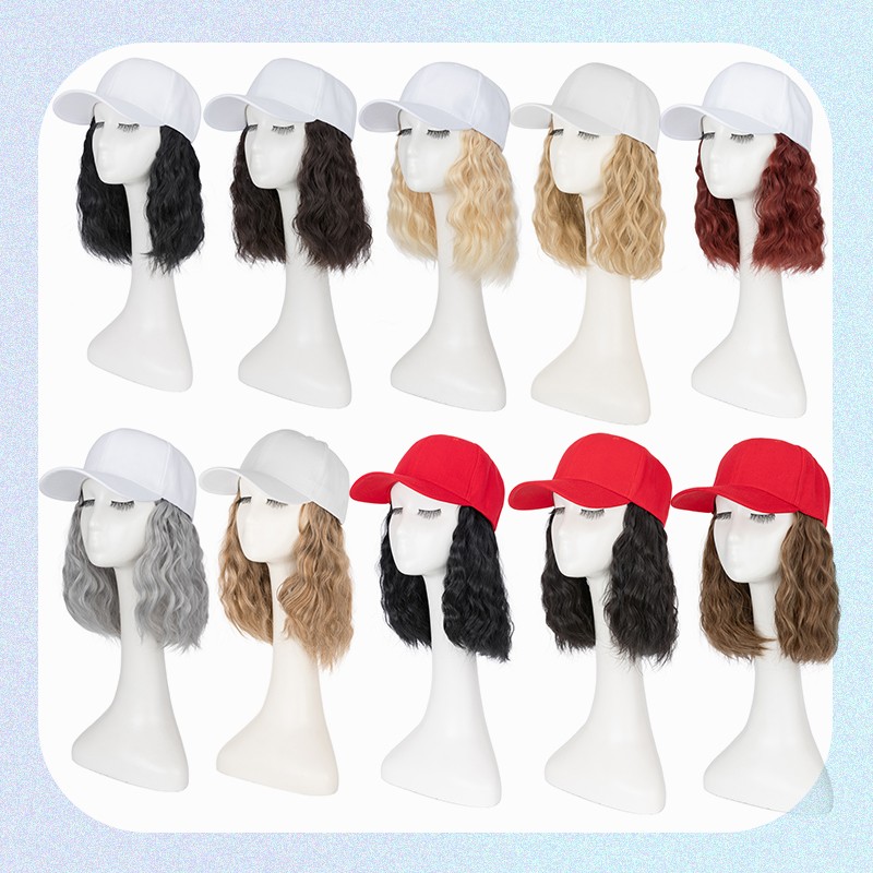 6in/8in Baseball Cap with Hair Extensions Real Natural As Human Hat Hairpiece