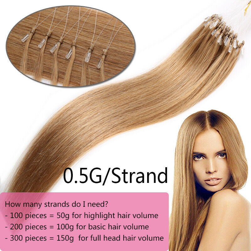Micro Loop Real Human Hair Extensions Micro Ring Bead Link Remy Highlight Blonde