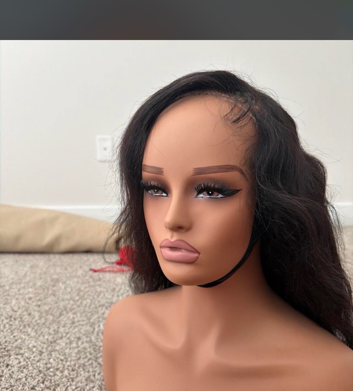 Black Human Hair Lace Front Straight Wig Free Part Women 18in