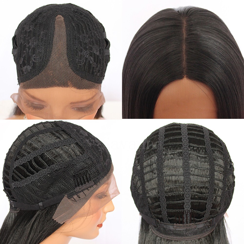 Long Kinky Curly Hair Synthetic Lace Front Wigs Heat Resistant Wig Black Women