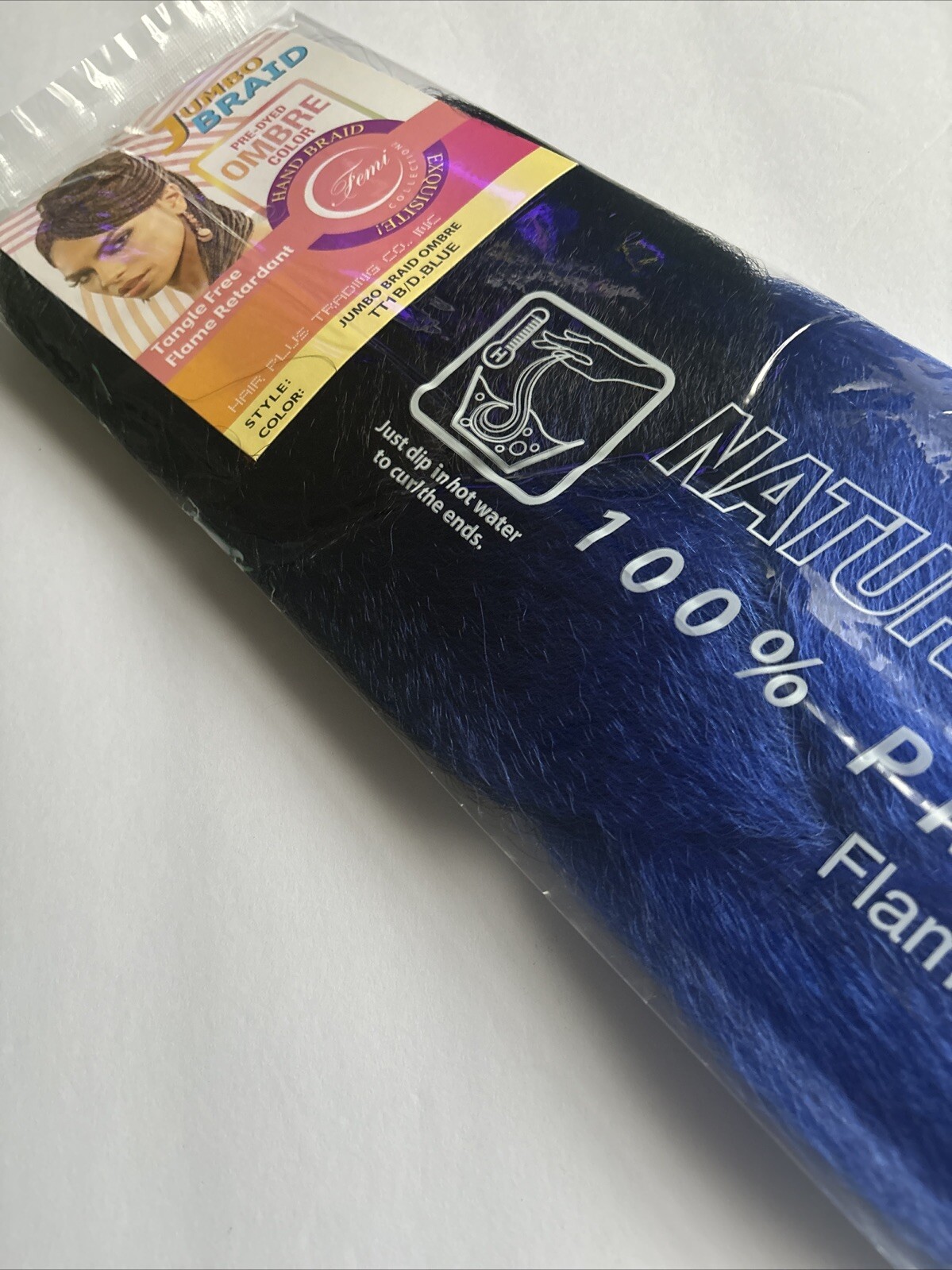 jumbo braid premium soft hair. Remy Feeling Blue Colored Ombré TT1B/D.plum