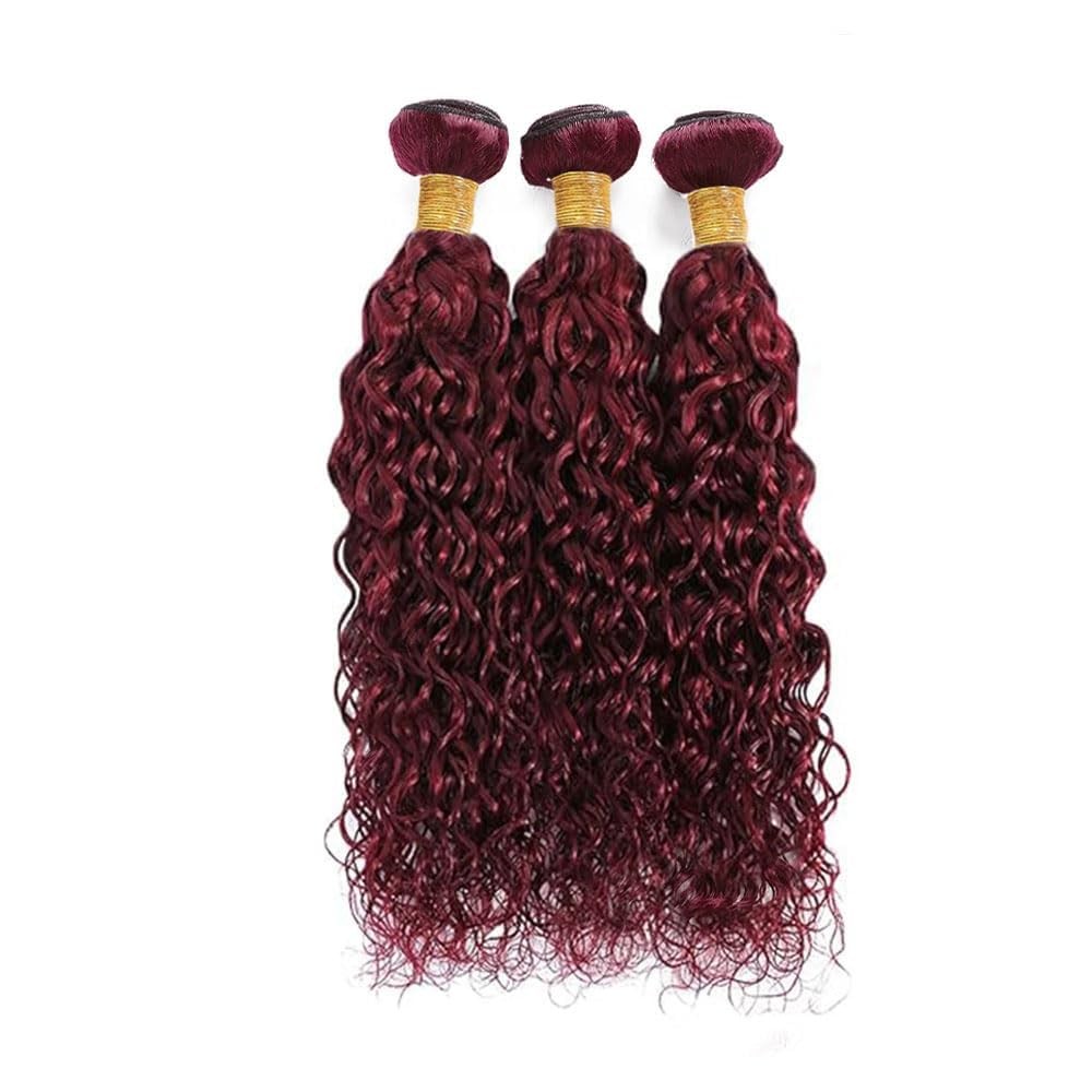 Giginger Burgundy 99J Water Wave Human Hair Bundles 20 22 24 Inch Wine Red