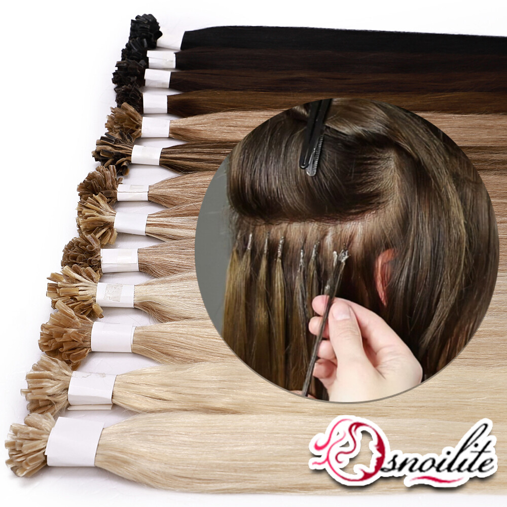 THICK 100PCS Russian 100 Remy Human Hair Extensions Nail U Tip Keratin Pre Bond