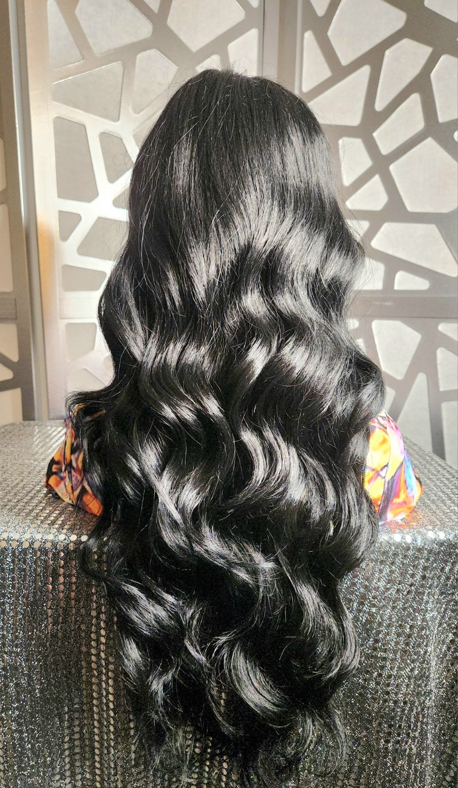 Lace Front Wig Black Long Wig Wavy Black Wig Human Blend Loose Wave Bodywave
