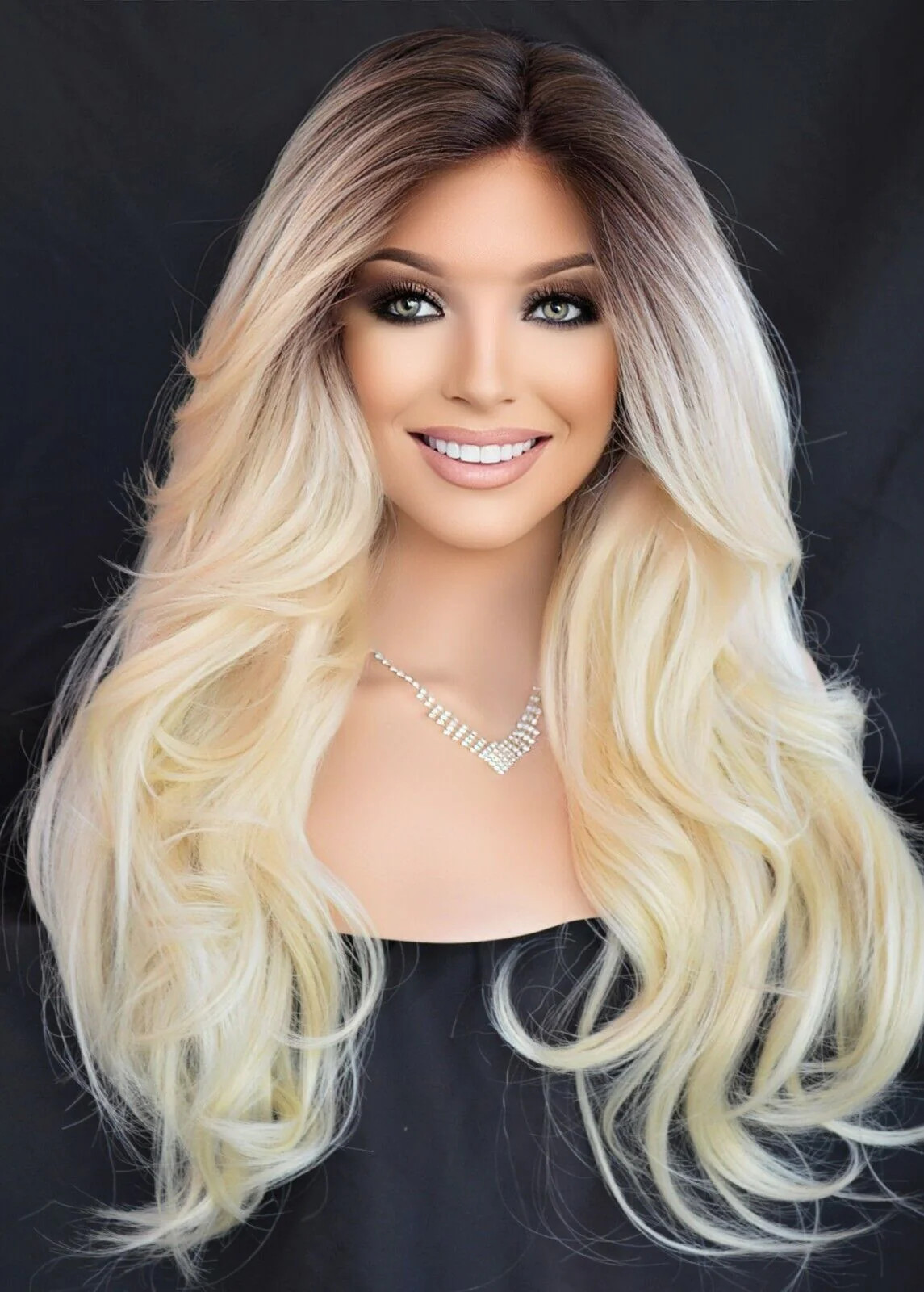 Swiss Lace Front Wig 4X4 Silk Top Heat Safe Long Wavy Hair TT4.613