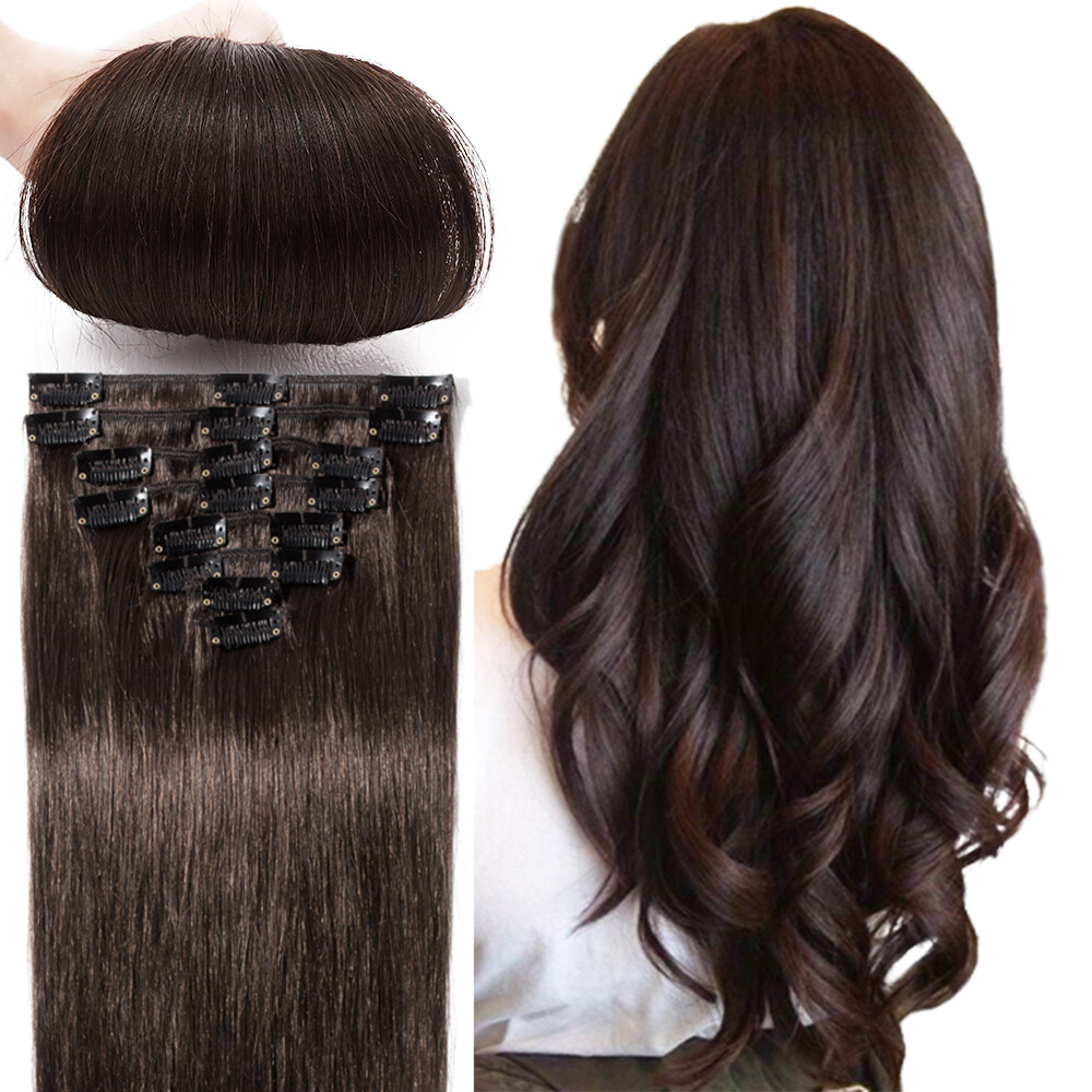 Balayage 100% Human Hair Extensions 8Pieces Clip In Remy Hair FULL HEAD OMBRE US