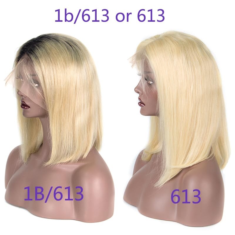 Smartinnov 12Inch 1B/613 Ombre Blonde Bob Wigs Human Hair Glueless 13X4 Hd