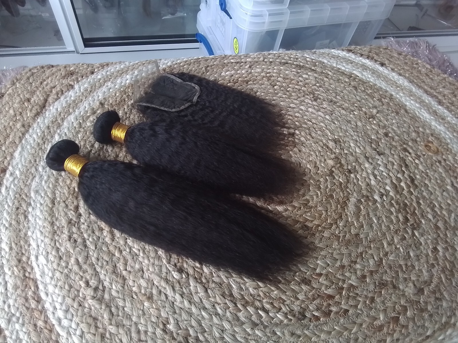 12A 14+16&12INCH 4×4 CLOSURE BRAZILIAN VIRGIN HUMAN HAIR KINKY STRAIGHT 250g 1B#