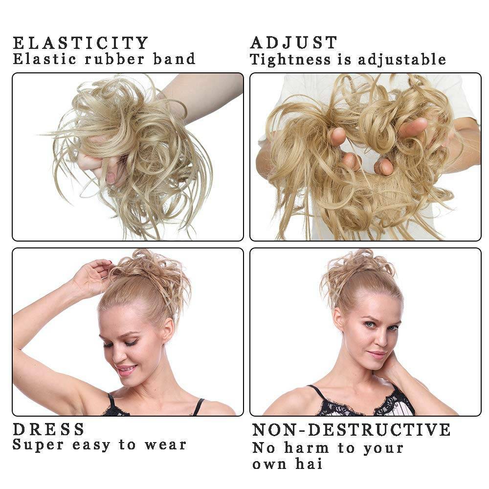100% Real X-Large Messy Bun Hair Piece Scrunchy As Human Hair Extension Ponytail