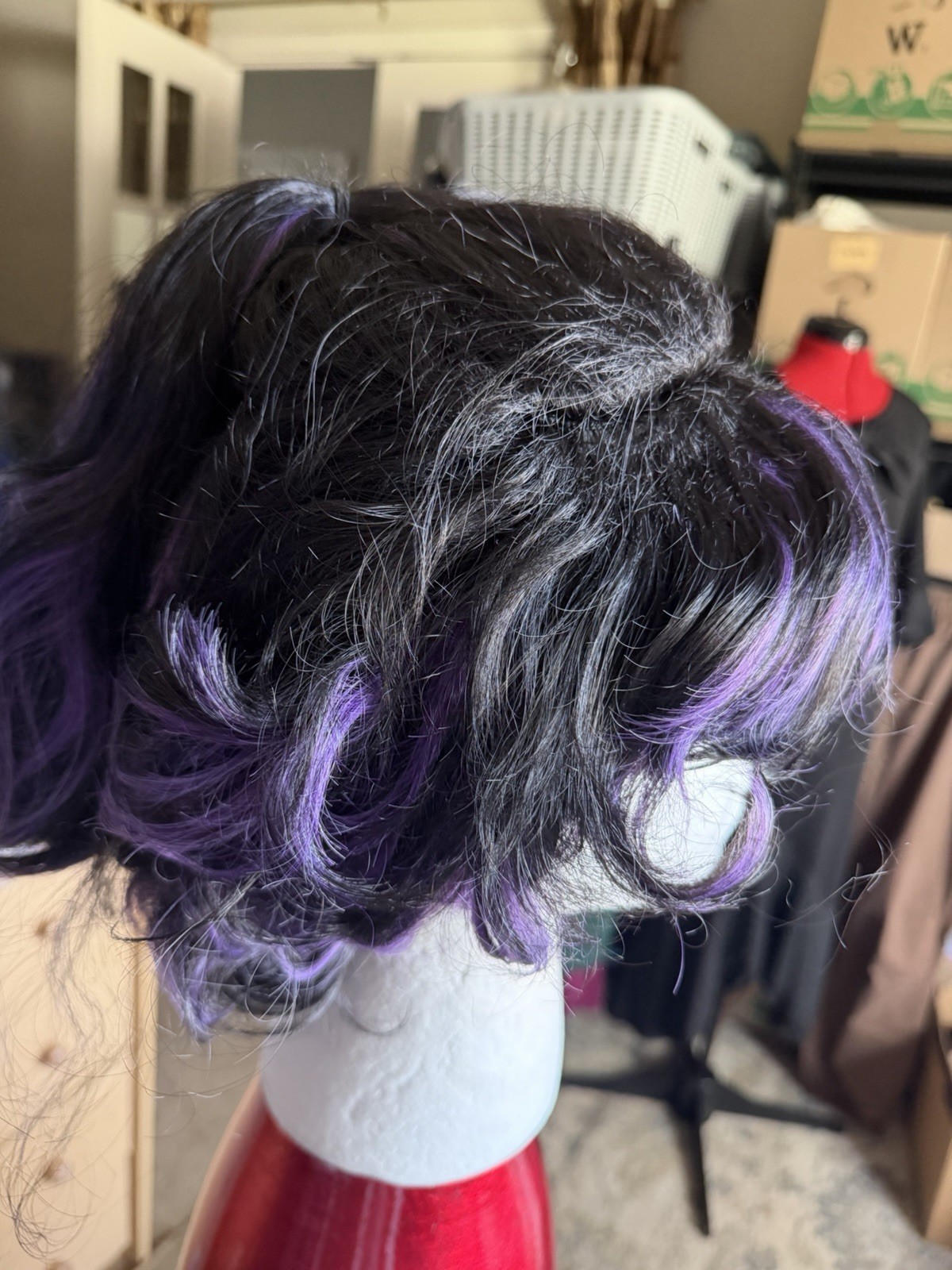 Womens Purple And Black Cosplay Anime Costume Wig With Bangs