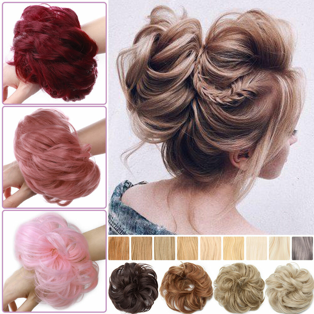 Extra Thick Bun Messy Scrunchie Extensions Real Natural as Human Hair Piece US D
