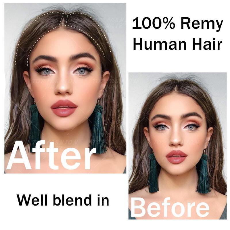 INVISIBLE Clip Ins 100% Remy Human Hair Extensions Blad Root Patch THICK Blonde