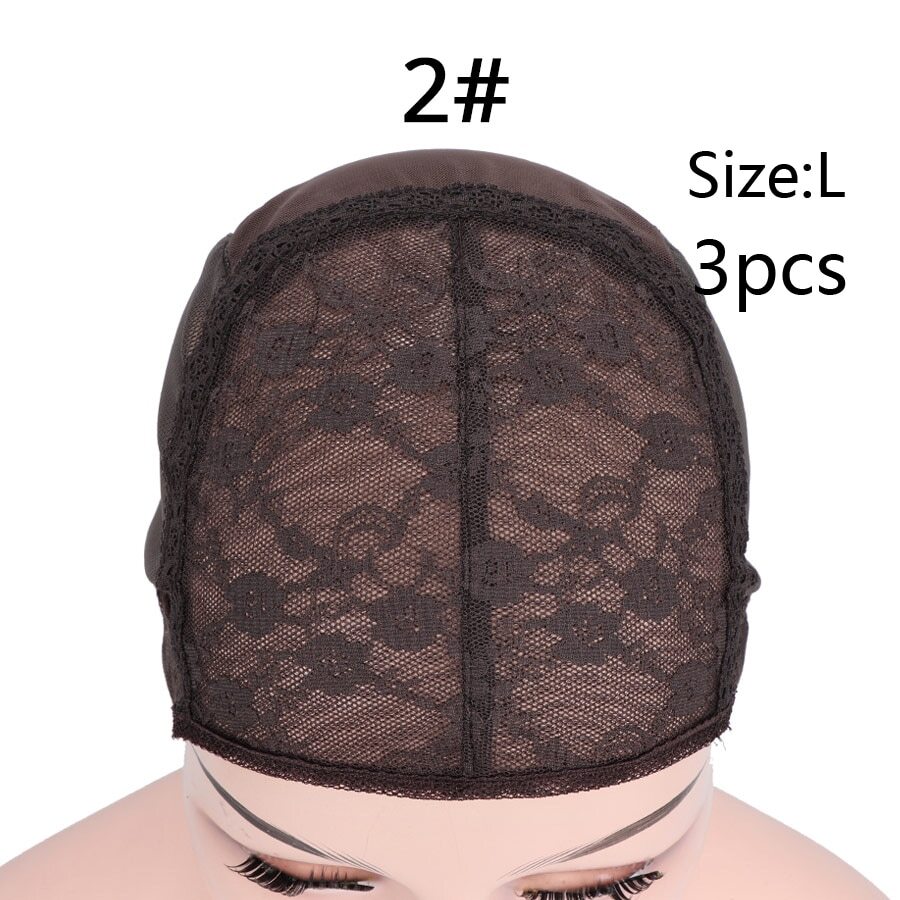 Adjustable Lace Wig Caps Invisible Mesh Weaving Hairnets With Strap 3 Pcs/Lot