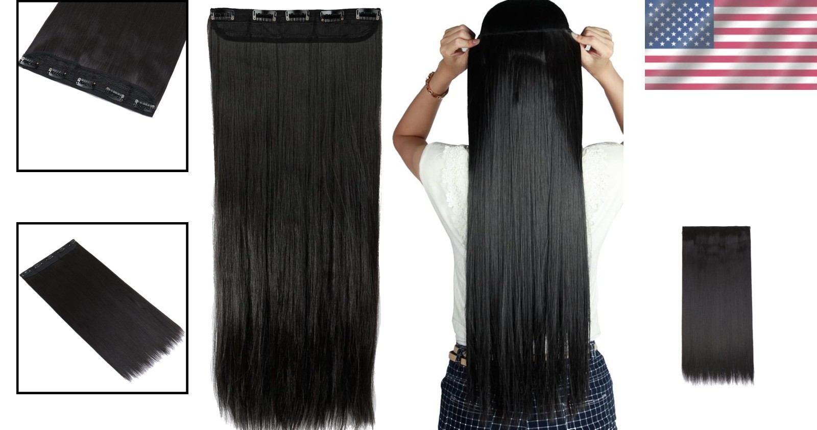 Gorgeous 30” Clip-in Hair Extensions in Natural Black – 5 Secure Clips