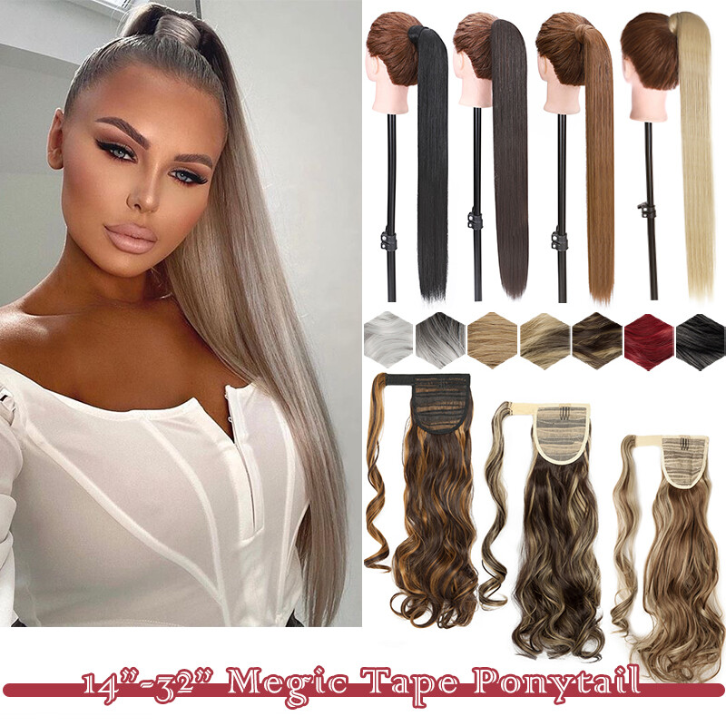 Real Thick Clip In Pony Tail Hair Extensions Wrap Clip On Ponytail As Human US