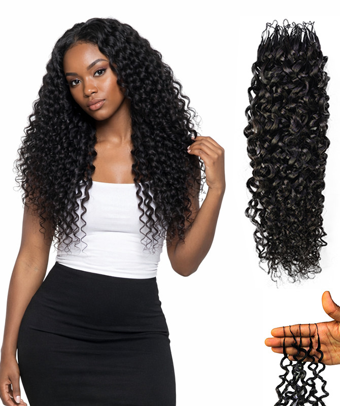 Human Hair Crochet for Black Women Burmese Bohemian Curly Hair Extension 50g 18″