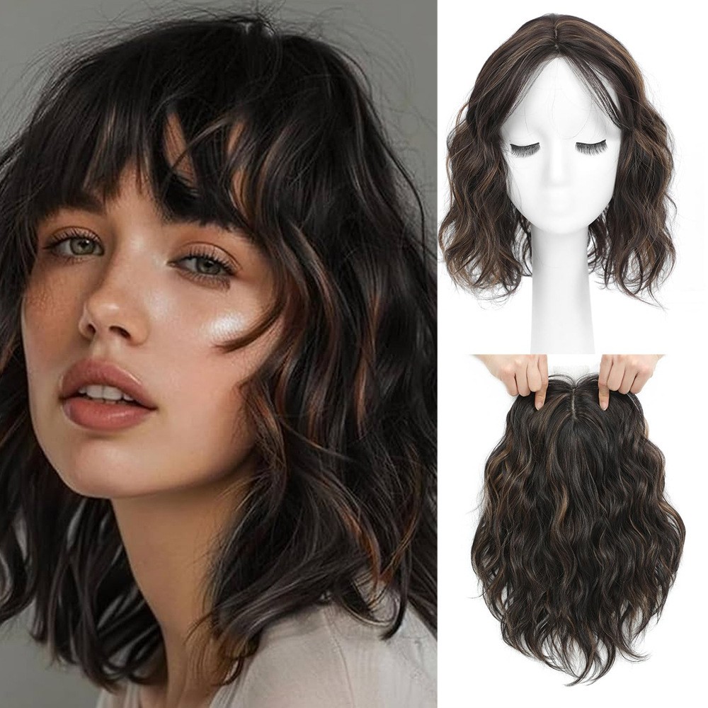 Hair Topper for Women12Inch Curly/Wavy Clip-In Synthetic Hairpiece for Thinning