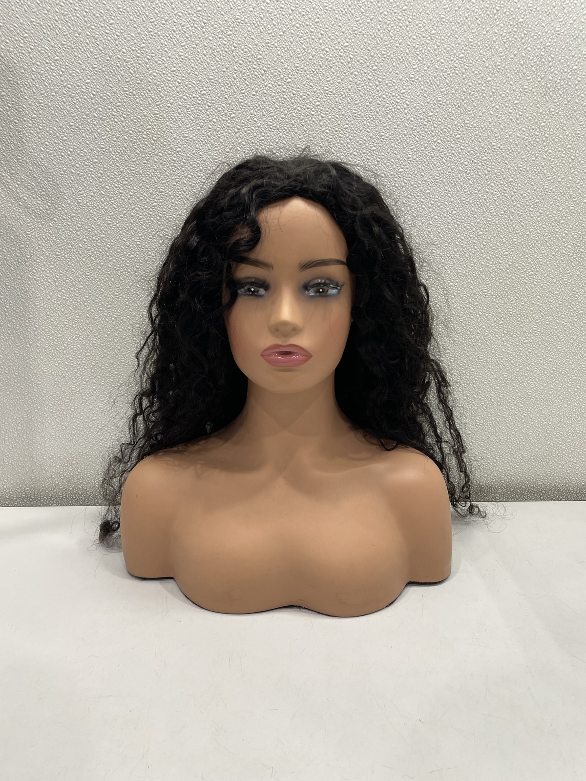 CurlyMe Natural Black Burmese Curly Human Hair Glueless Half Wig, 26″