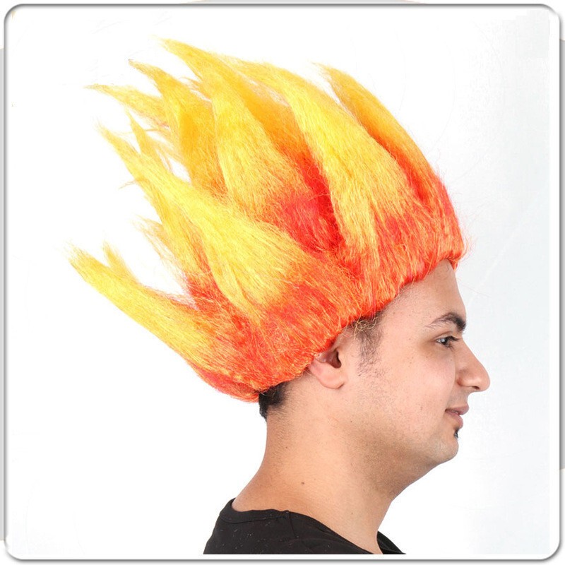 Flame Troll Wig – Colorful 80s Wigs – Neon Spiked Crazy Halloween Costume Wig