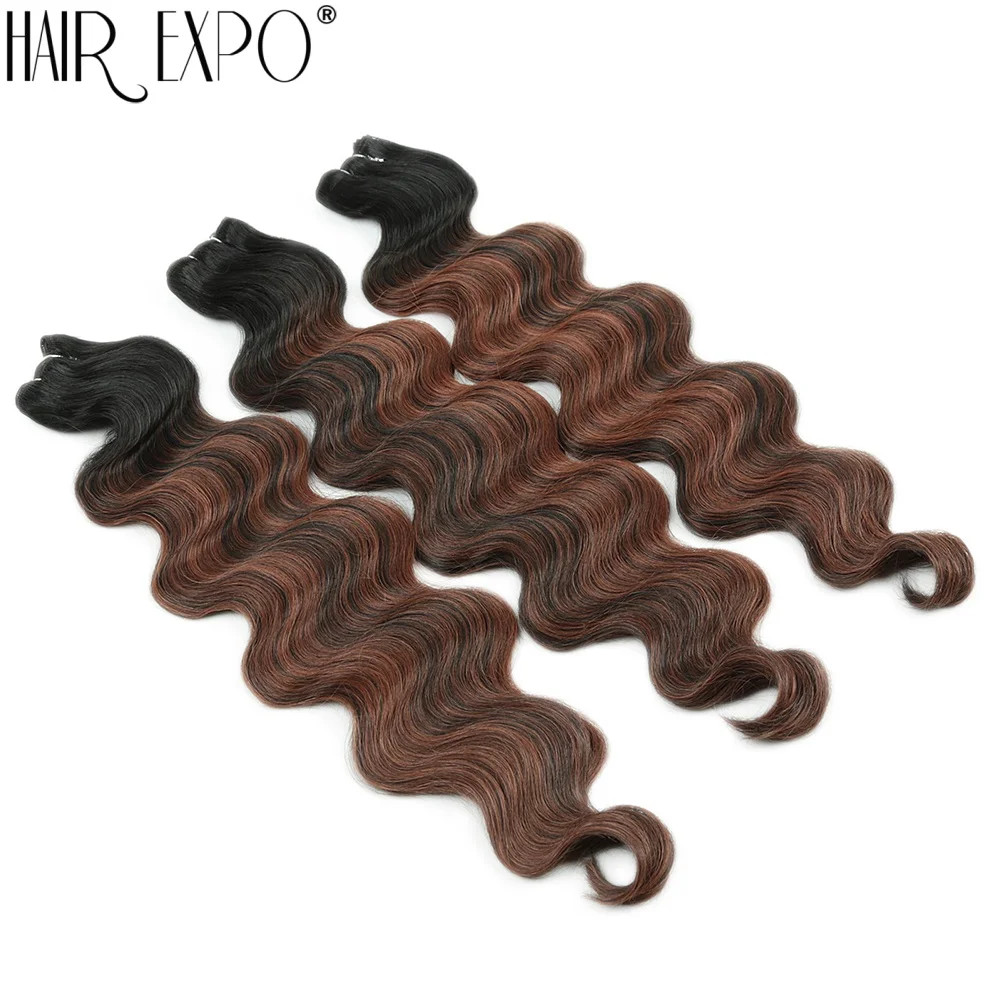 Piano Blonde Ombre 24Inch Thick Synthetic Bio Body Wave Hair Extensions Bundles