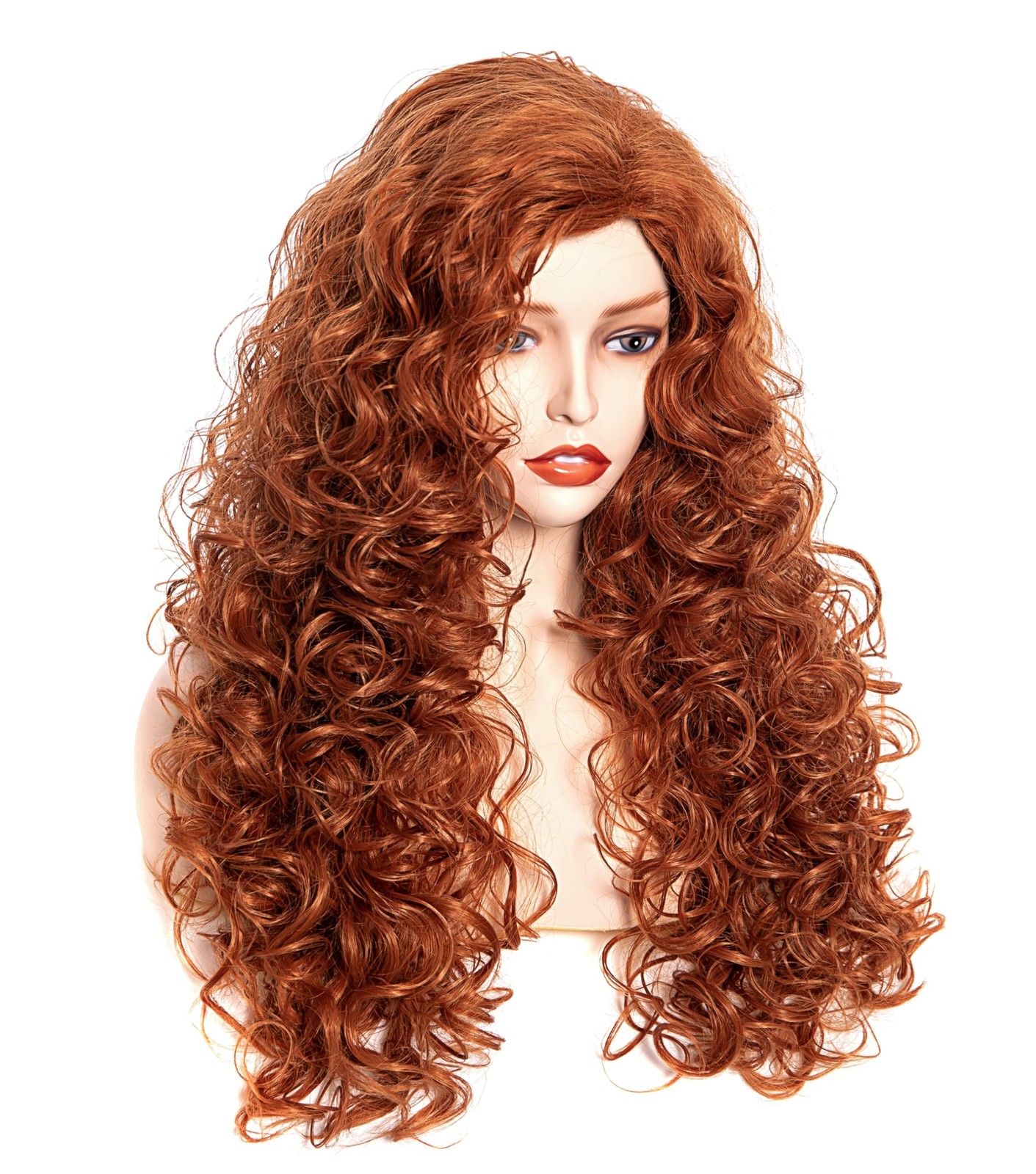 28 Inches Long Wavy Ginger Wigs for Women Auburn Natural Curly Synthetic cost…