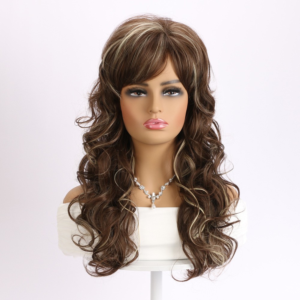 20″ Brown Blonde Long Wavy Wig Heat Resistant Synthetic Women Cosplay Party Wig