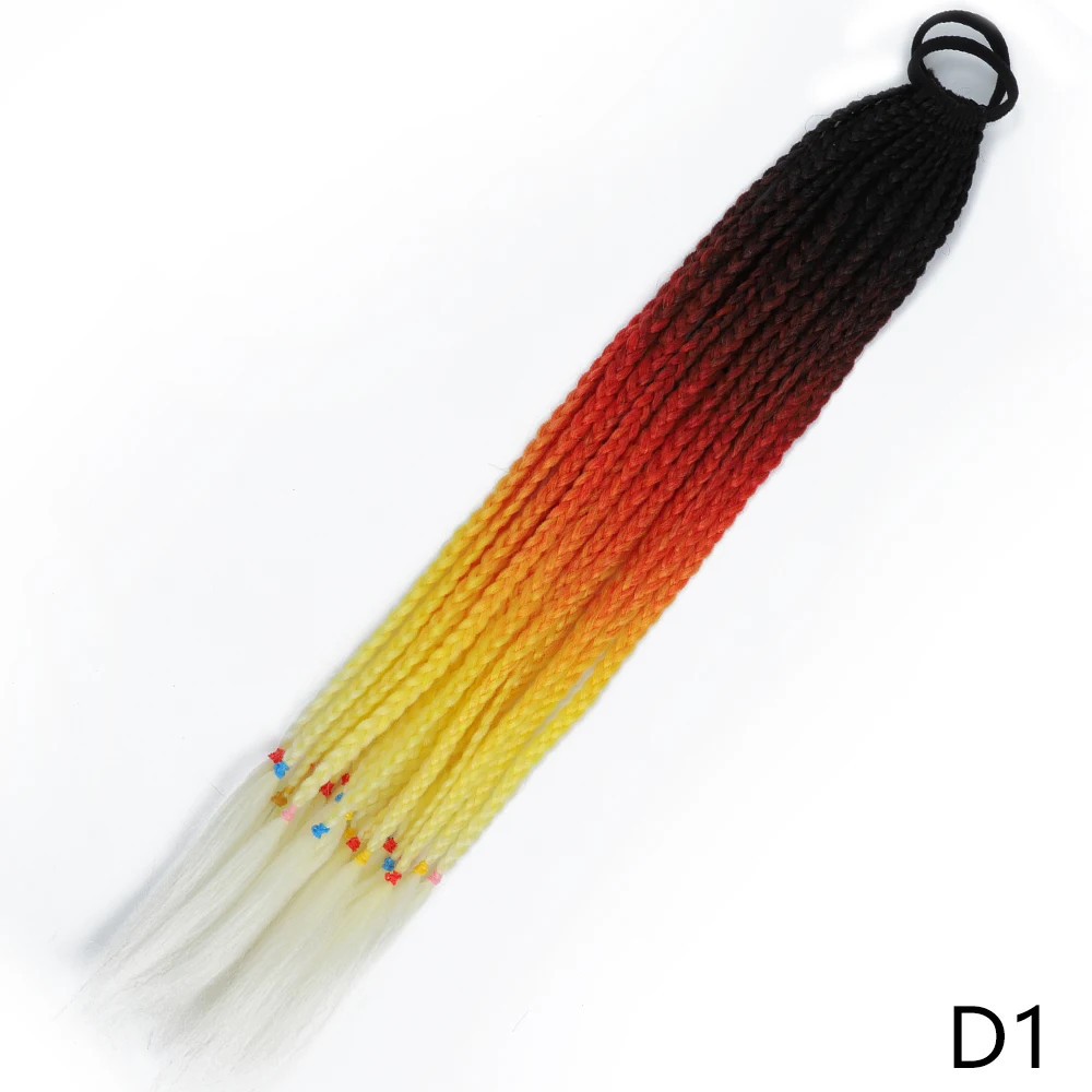 60CM Synthetic Gradient Color Dirty Braided Ponytail Hair Extensions For Girls