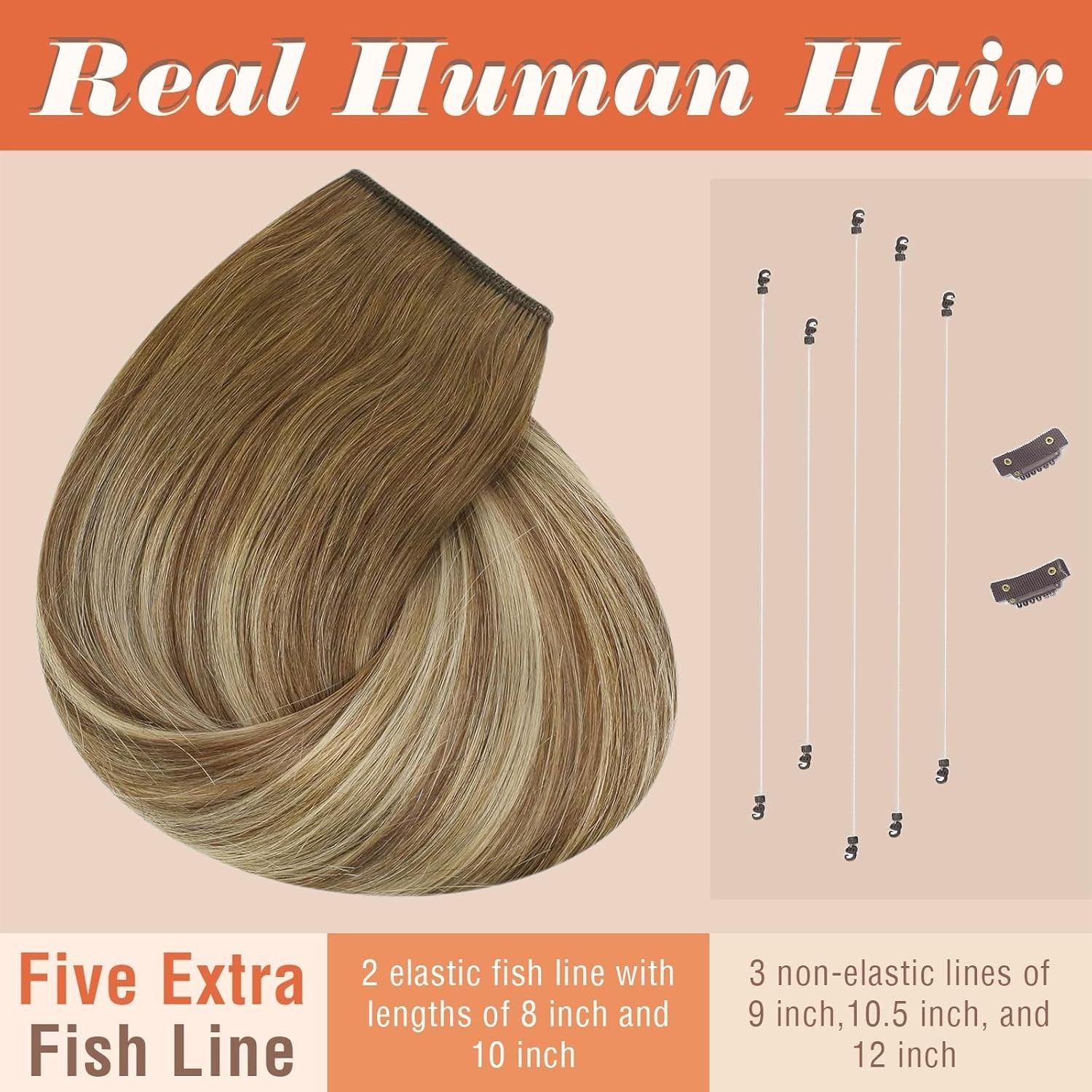 Sunny Hair FISHLINE 12″ Balayage Brown to Blonde Wire Hair Extensions FP 6-60-6