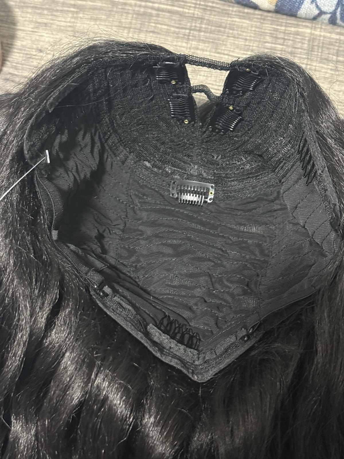 V Part Yaki Curly Wig 22 Inch Glueless Synthetic Half Wig for Black Women