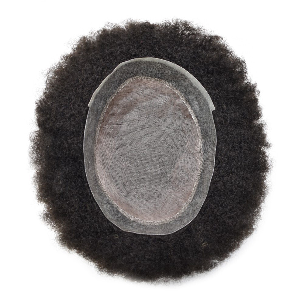 US Afro Kinky Curly Mens Toupee Black Men Hair Units Replacement System Durable