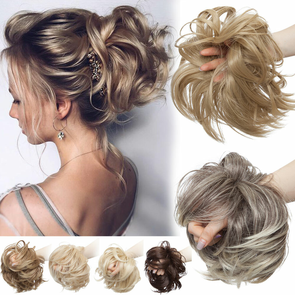 X-Large Scrunchie Messy Bun Hair Piece Tousled Updo Wrap on Ponytail THICK NEW H
