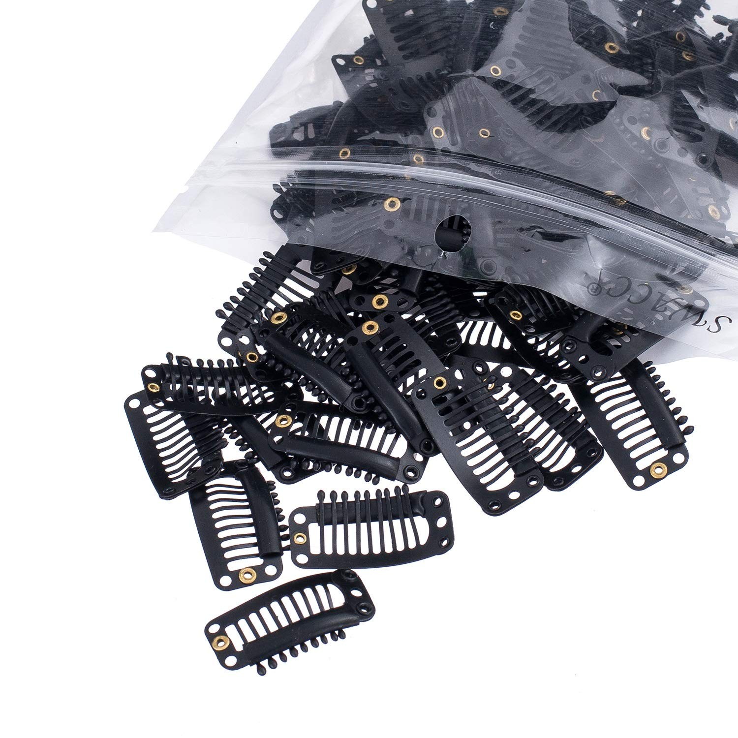 SWACC 100 Pcs U Shape Metailic Snap Clips ins for Hair Extension Hairpiece DI…
