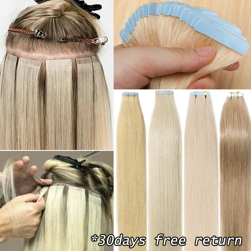 Reusable Seamless Tape In Remy Russian Hair Extensions Skin Weft For Hair Salon