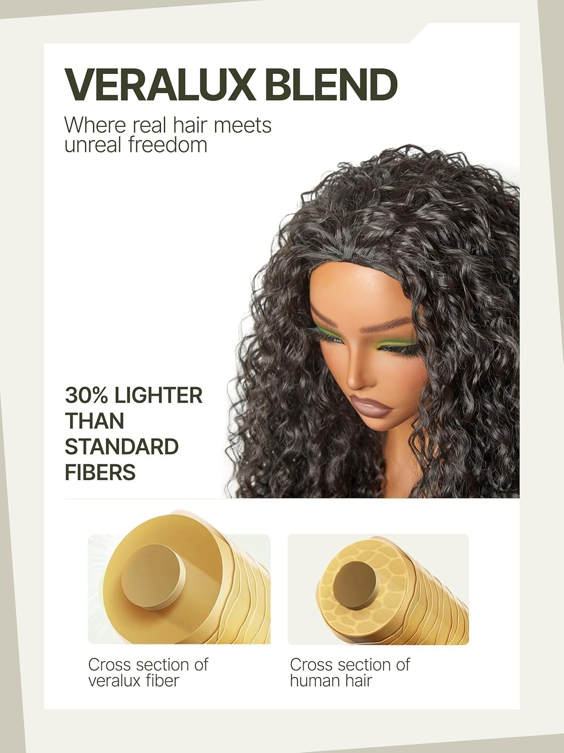 Curly Glueless Half Wig 26 inch Veralux™ Synthetic Fiber & Human Hair Blend