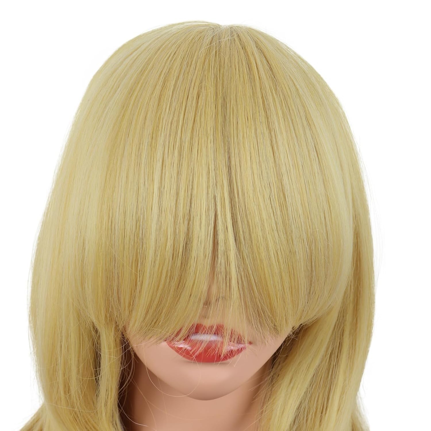 18 Inch Heat Resistant Layered Bangs Wig in Modern Mixed Blonde – Daily Use
